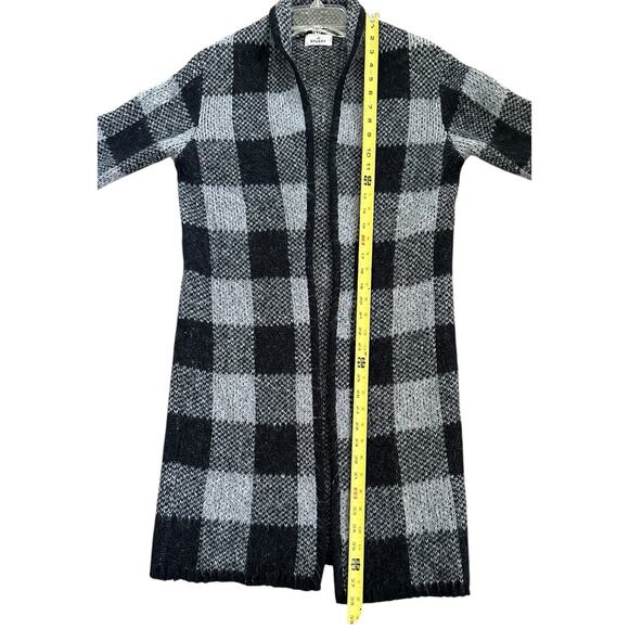 Stussy Wool Blend Cardigan Women's Small Open Wrap Collared Gray Black Ombre - Picture 5 of 9